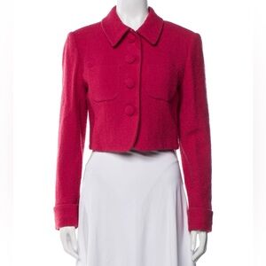 KENZO Pink Wool Blend 1990s Cropped Blazer 10